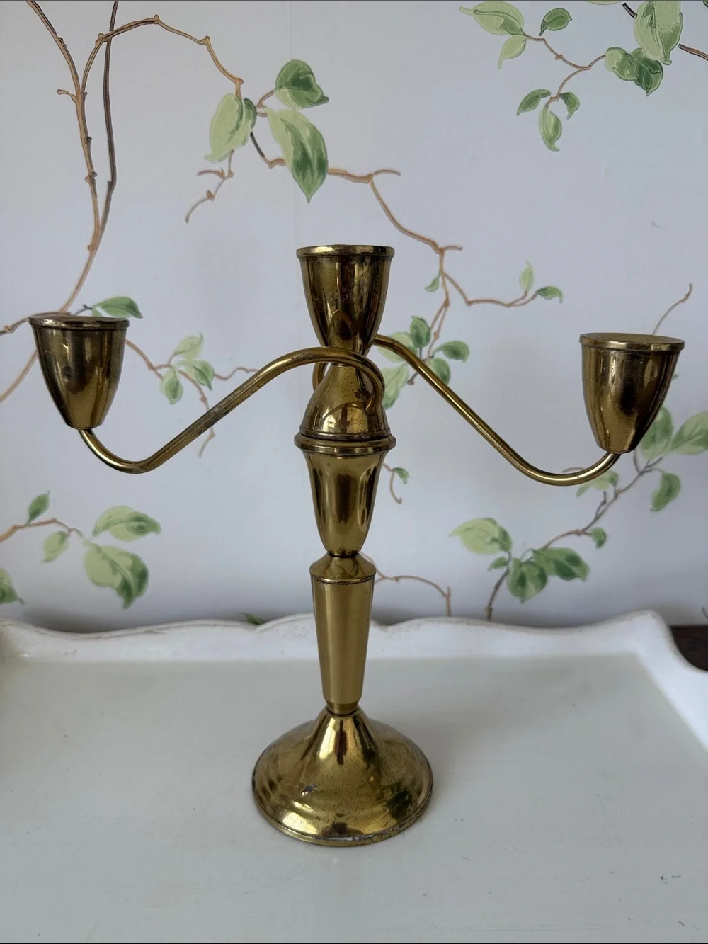 Vintage Jeweler’s Brass Hand Spun Twisted Two-Arm Candelabra